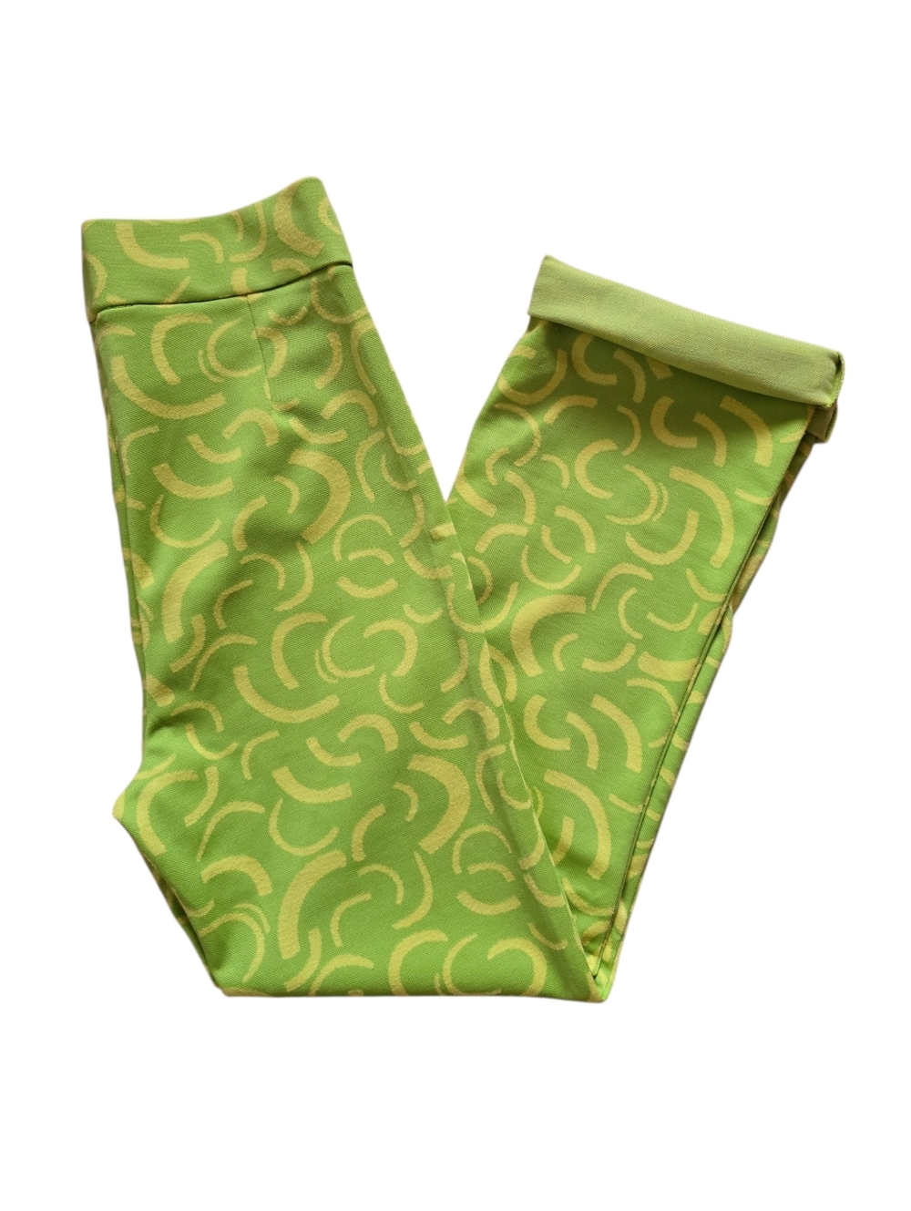 Like New 💚💛 Zara Women's Lime Green/Yellow Hi-Rise Jacquard Knit Cropped Pants - Picture 12 of 16